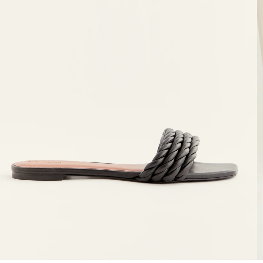 REFORMATION Mona Tubular Flat Slide Sandal Black